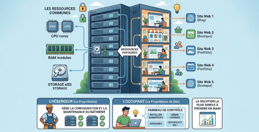 Hébergement VPS vs hébergement mutualisé image illustration 